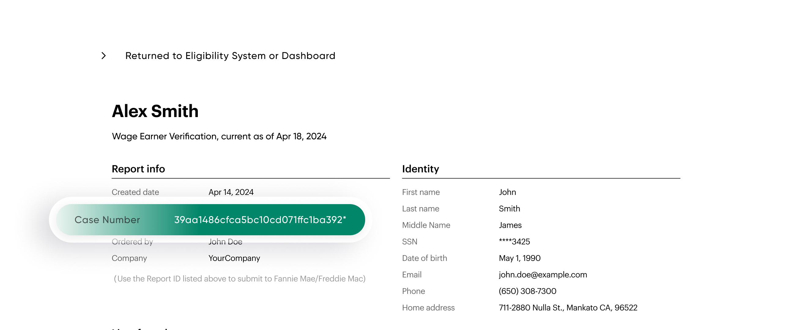 Returned data