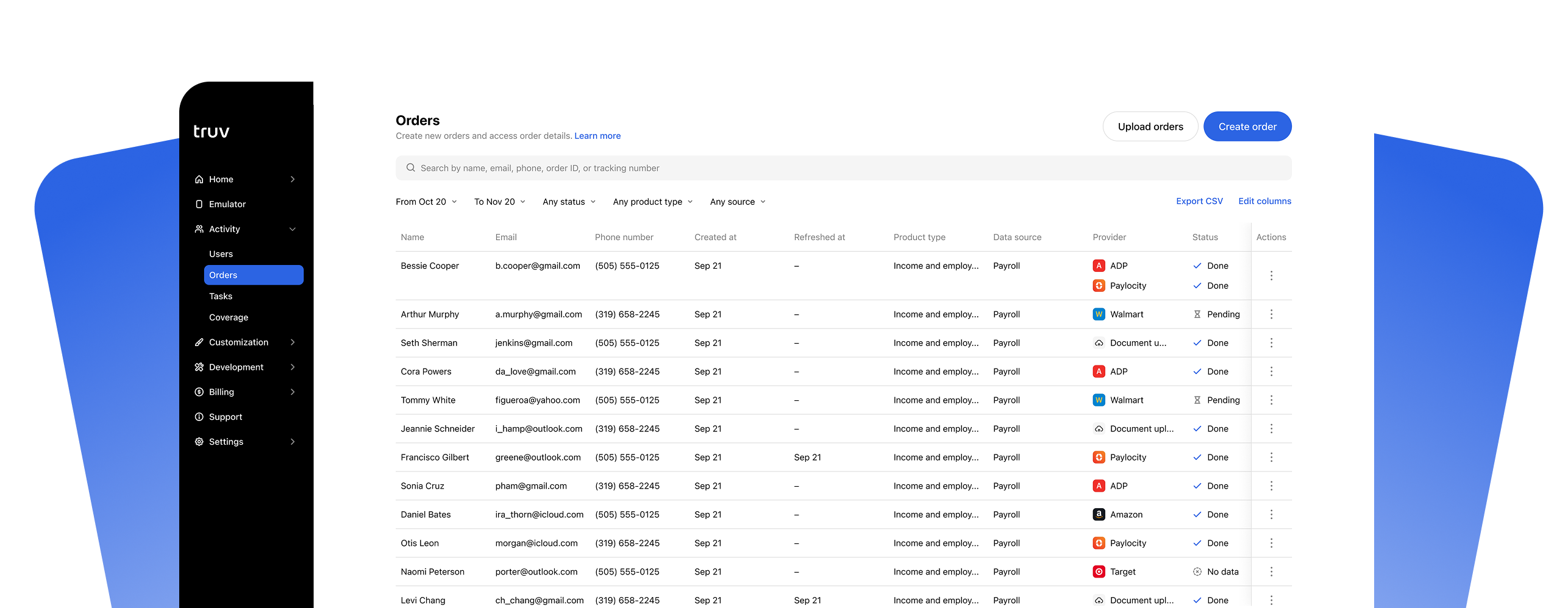 Truv Dashboard Online
